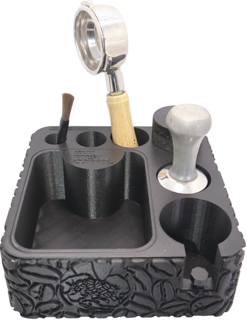 Espresso Tamping Station size 51mm | Coffee Organizer Stand with Knock Box Slot ,Barista Espresso Tool Holder for Tamper, Distributor & Portafilter | Premium 3D Design for Home & CafÃ© Use